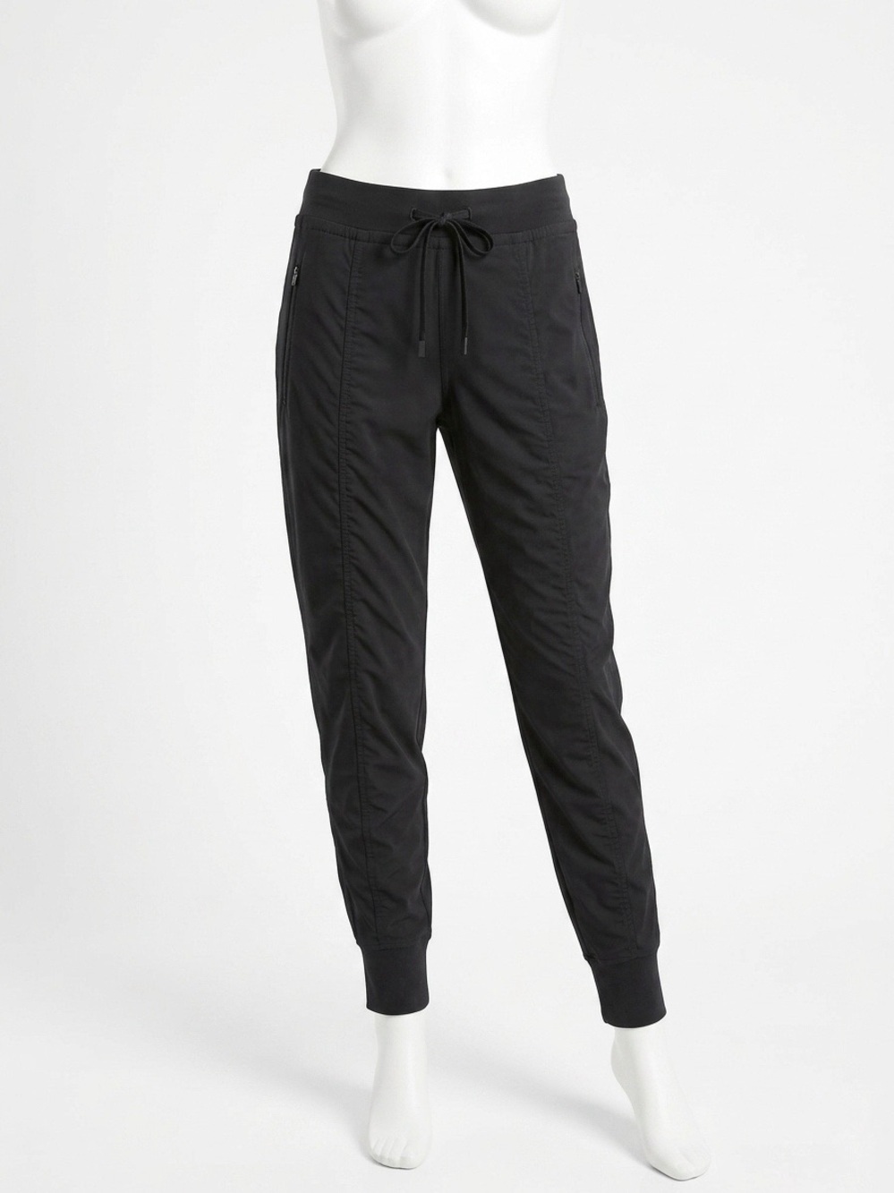 Athleta Black Attitude ll Mid Rise Jogger Drawstring Performance Yoga Gym Size 6